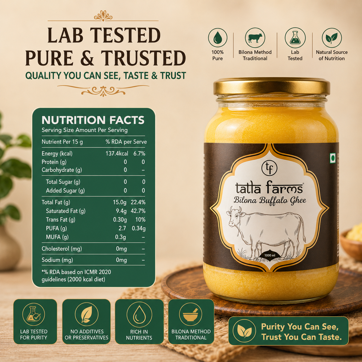 Tatla Farms Buffalo Ghee 1000 ML